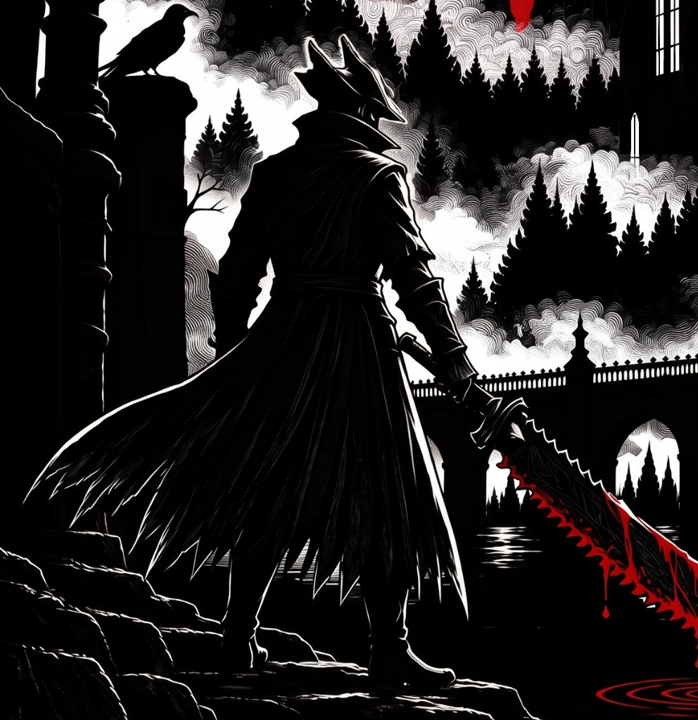 The solitary figure, close-up from VESPER OF BLOOD concept artwork