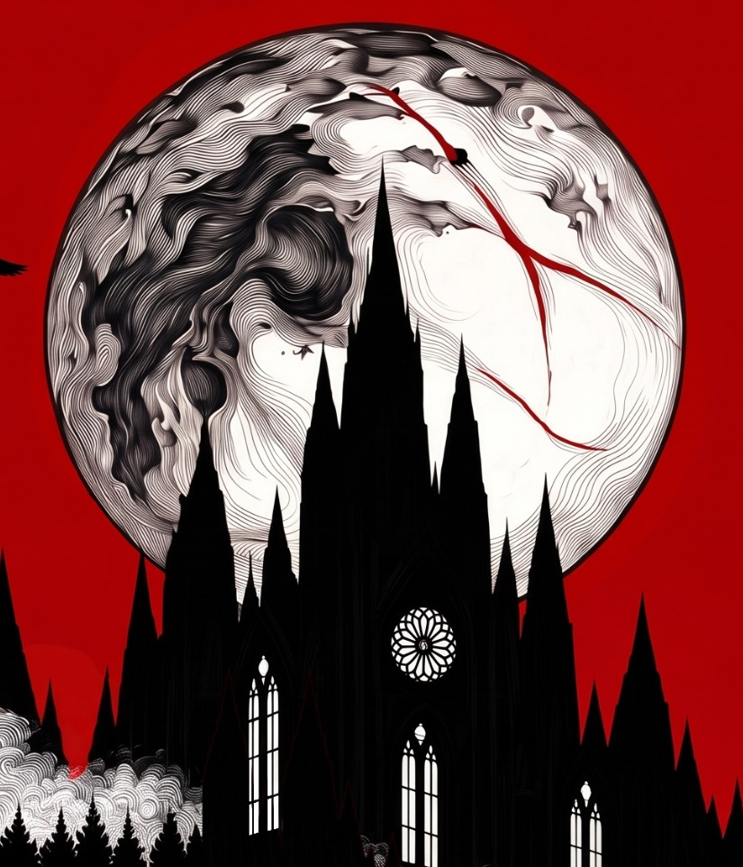 Lunar linework, close-up from VESPER OF BLOOD concept artwork